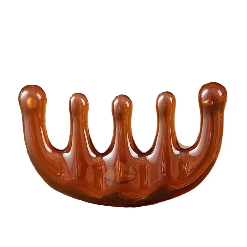 1/5Pcs Vijf Tanden Meridiaan Massage Kam Hars Grote Tanden Hoofd Acupoint Therapie Artefact Klauwen Decompressie Draagbare Hoofdhuid Kam