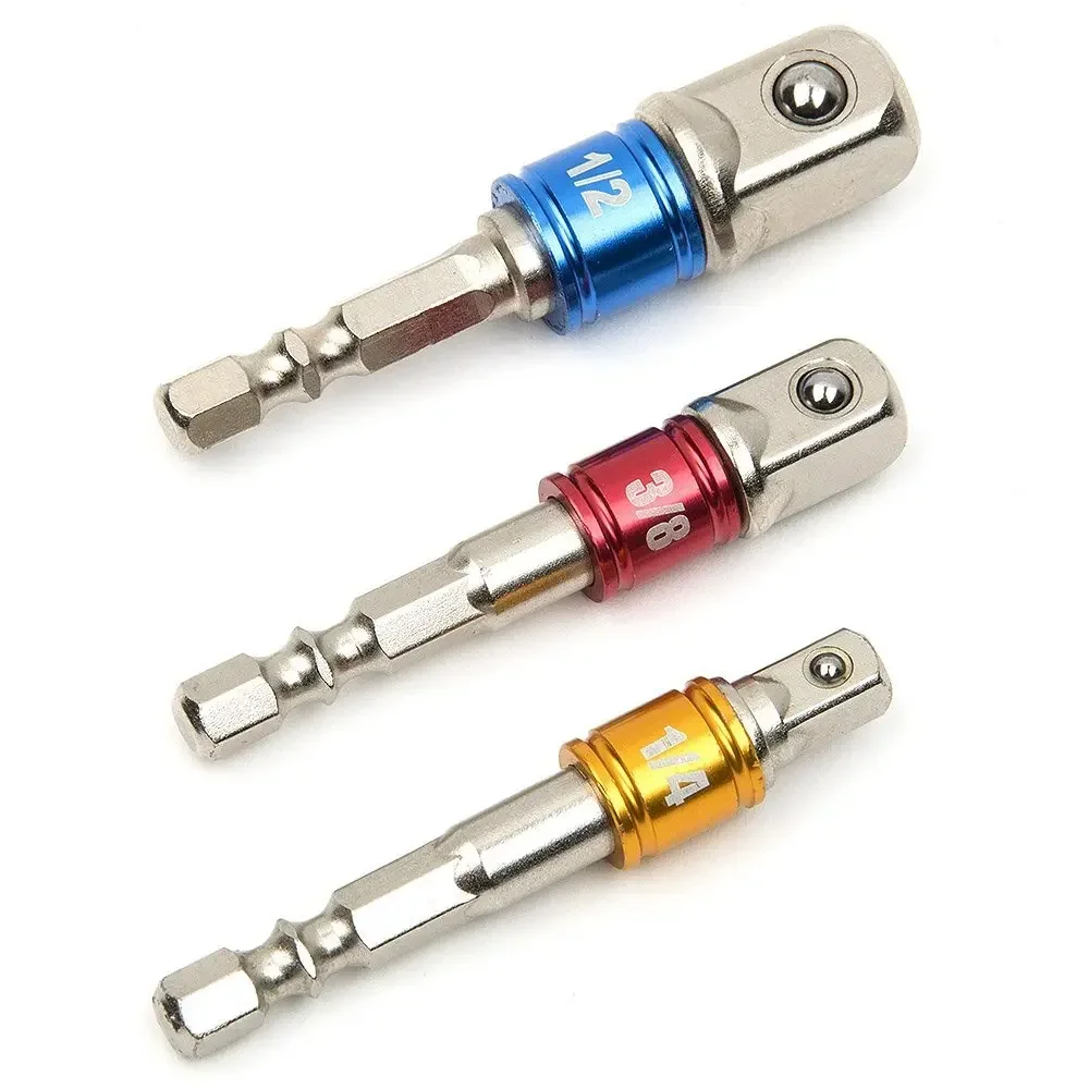 3 szt. Pręt łączący tuleję 1/4 '' 3/8 '' 1/2 ' sześciokątna nakrętka kwadratowa wiertarka elektryczna tuleja udarowa przedłużenie wiertła zestaw adapterów