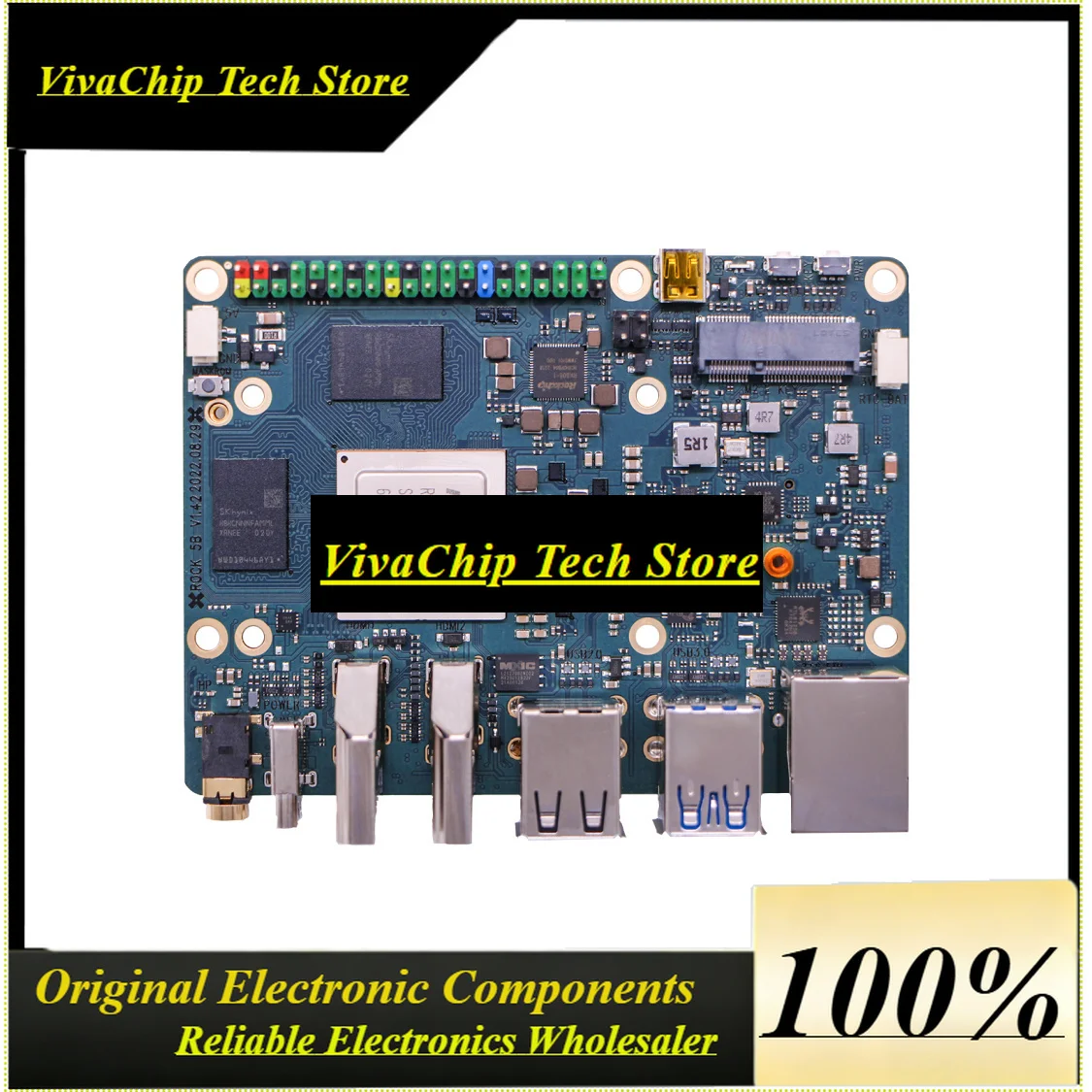 ViVaSRadxa Rock 5b Blue Rk3588 8-core Cpu Sbc, With 8k Output, And .2 Connector With Pcie 3.0, Single Board Coputer