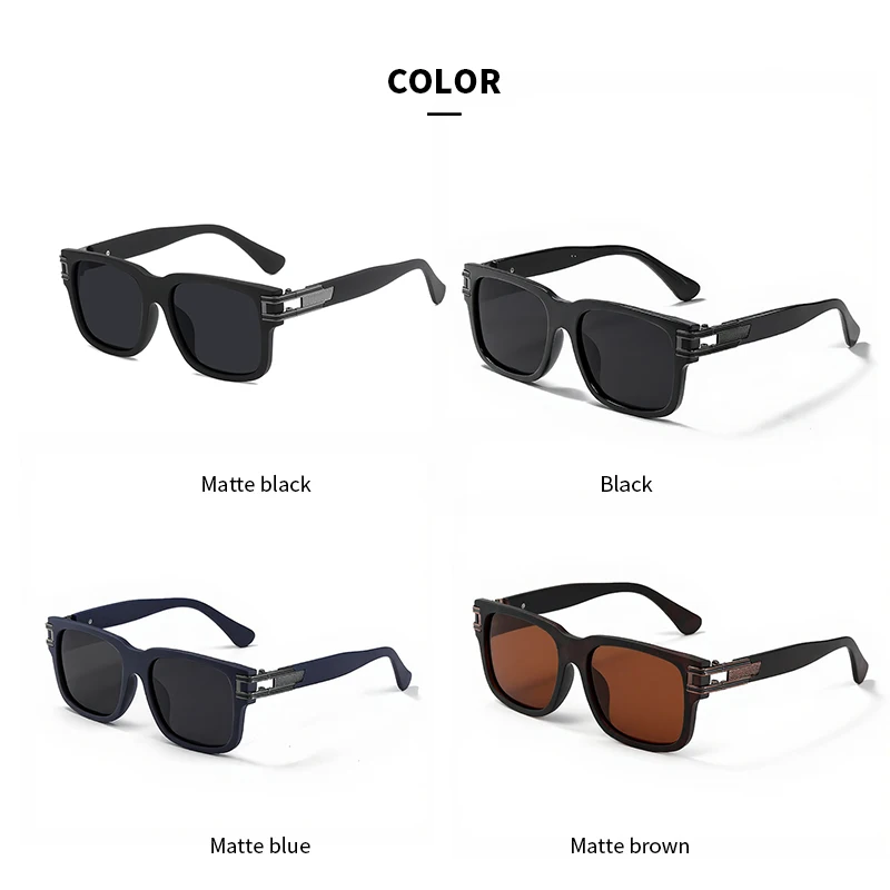 Neue übergroße, quadratische, polarisierte Herren-Sonnenbrille mit Metallbesatz, minimalistische und schlanke Sonnenbrille 853 – Detail 6