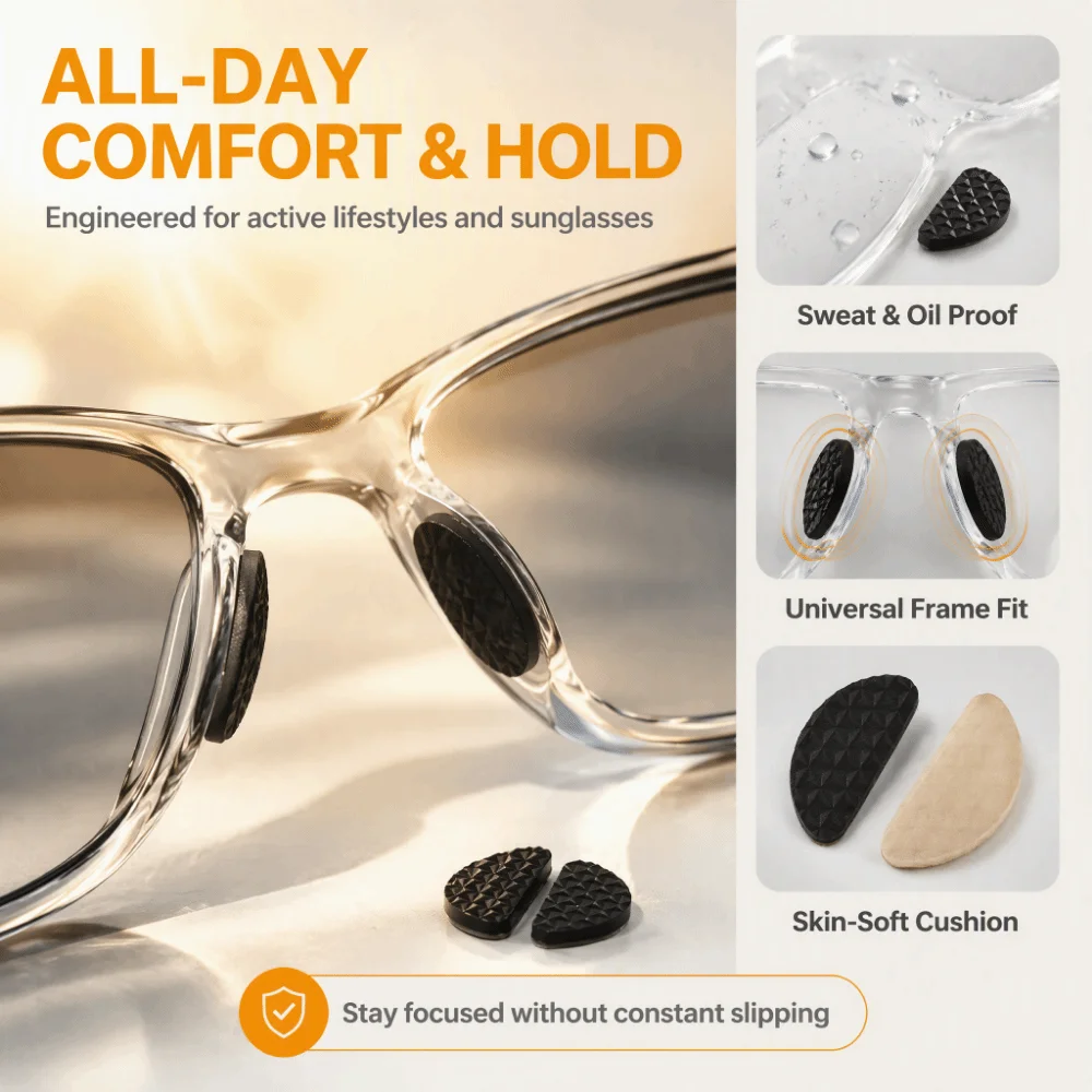 Soft Glasses Nose Pad Non-Slip Long Lasting Eyeglass Nose Support Silicone Thin Sunglasses Nose Bridge Patch for Eyeglasses