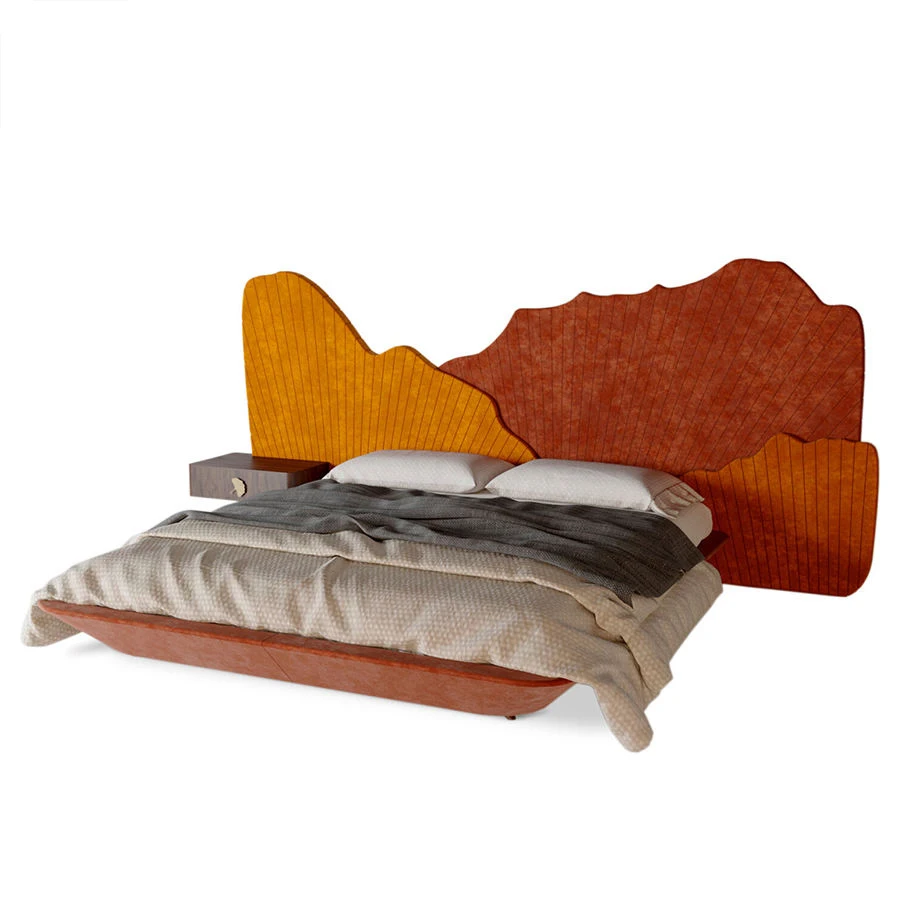 &c Ginkgo Leaf Innovative Bedroom Furniture Queen king Size Modern Artistic Unusual Exotic Luxury Custom Bed for Villa