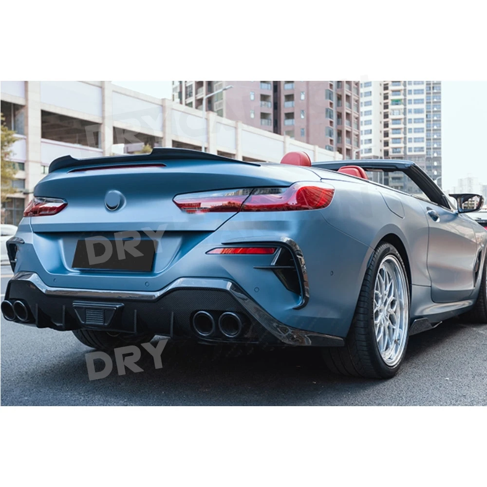 ألياف الكربون الجافة شفة خلفية الوفير المفسد الناشر غطاء الخائن الجانبية لسيارات BMW 8 Series G14 G15 G16 M Sport 2018 2019 2020 2021