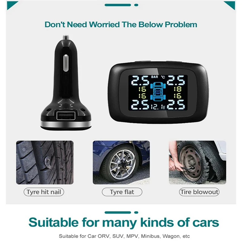 

Unusual Tpms Sensor Tire Pressure Monitoring System Auto Tire Air Pressure Security Alarm 4 Sensors Build-In