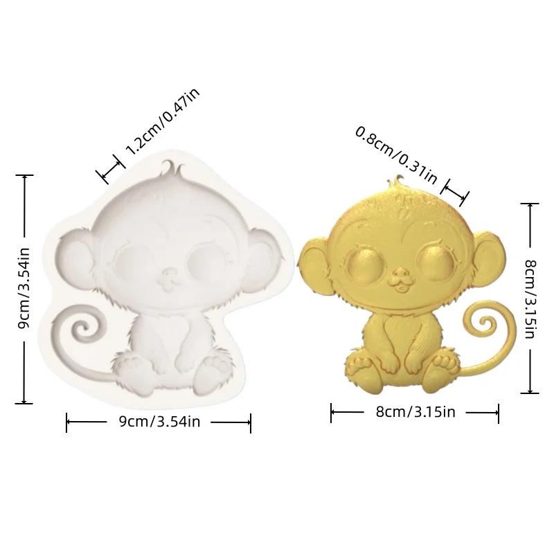Playful Cartoon Monkey Tail Mold, Silicone Mold for Making Fun Cake Chocolate Fondant Decorations