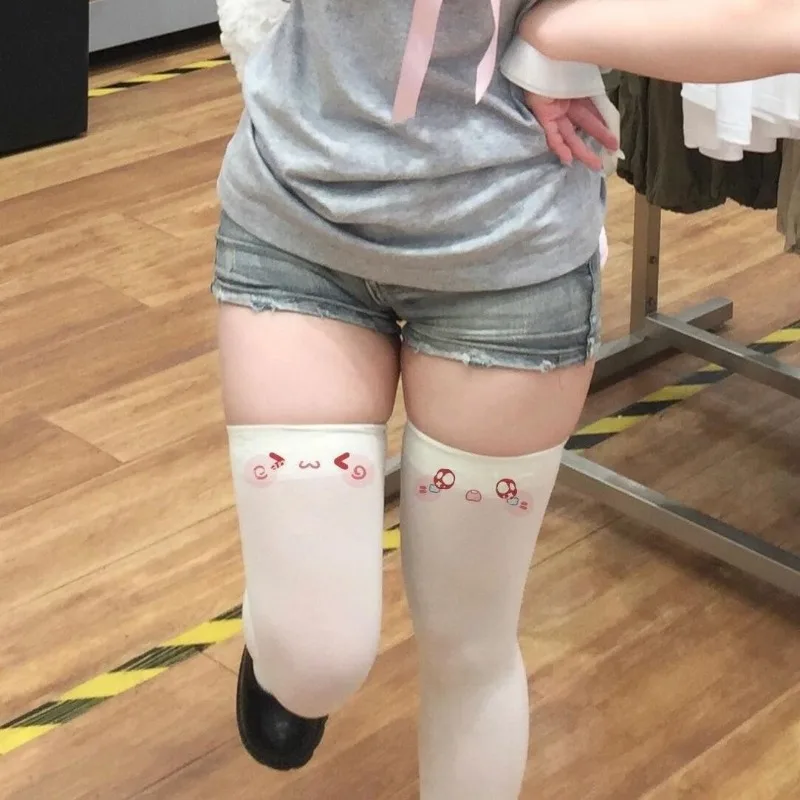 

Японские носки-гольфы Kawaii с принтом, белые, выше колена, в стиле JK Harajuku, для косплея Y2K