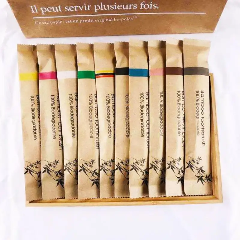 5Pcs Disposable Natural Bamboo Toothbrush Soft Bristle Bamboo Toothbrushes Soft Dental Oral Care Random Color