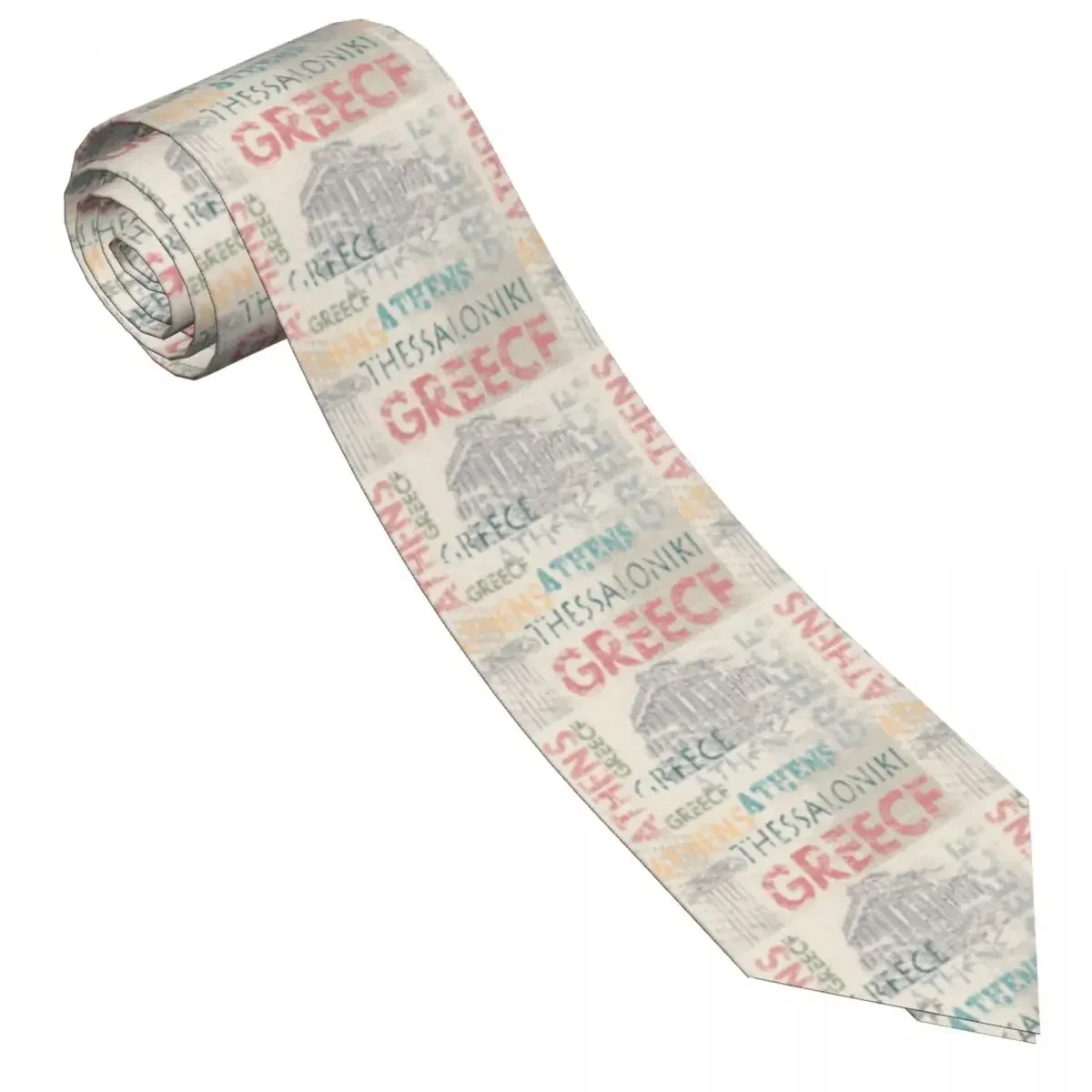 Tie For Men Formal Skinny Neckties Classic Men's Greece And City Names Wedding Tie Gentleman Narrow