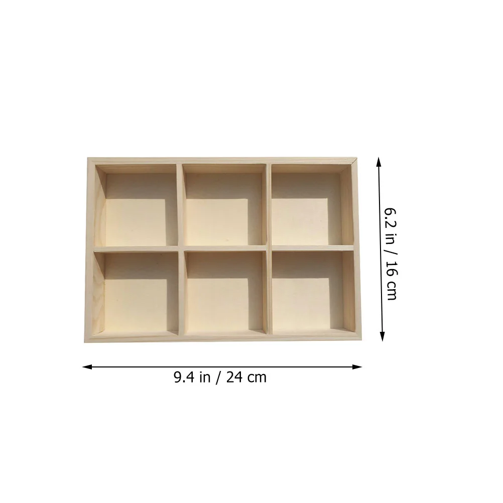 Wooden Storage Box Container for Pigment 6-grid Case Crayon Drawers Tray Divided Plate Compartments Boxes Organizer Toolboxes