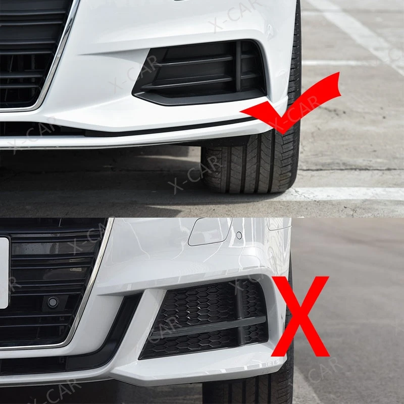 

For Audi A3 2017 2018 2019 Front Bumper Fog Lamp Foglight Trim Grille Cover Frame Hood Cap Lid