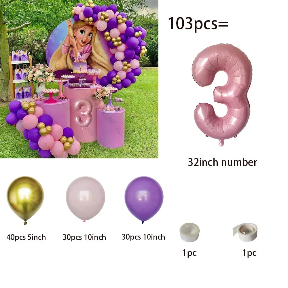 1Set Disney Rapunzel Princess Foil Balloon Happy Birthday Party Supplies Decoration Baby Shower Kid Faovr Tangled Ballon Globos