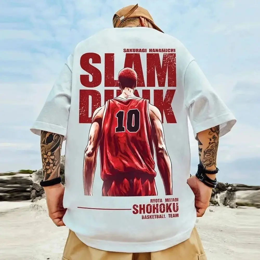 Anime Slam Dunk Printed Men\'s Sports T Shirt Sakuragi Hanamichi Kaede Rukawa Tee Shirt Japanese Mang Cotton Short Sleeve T-shirt