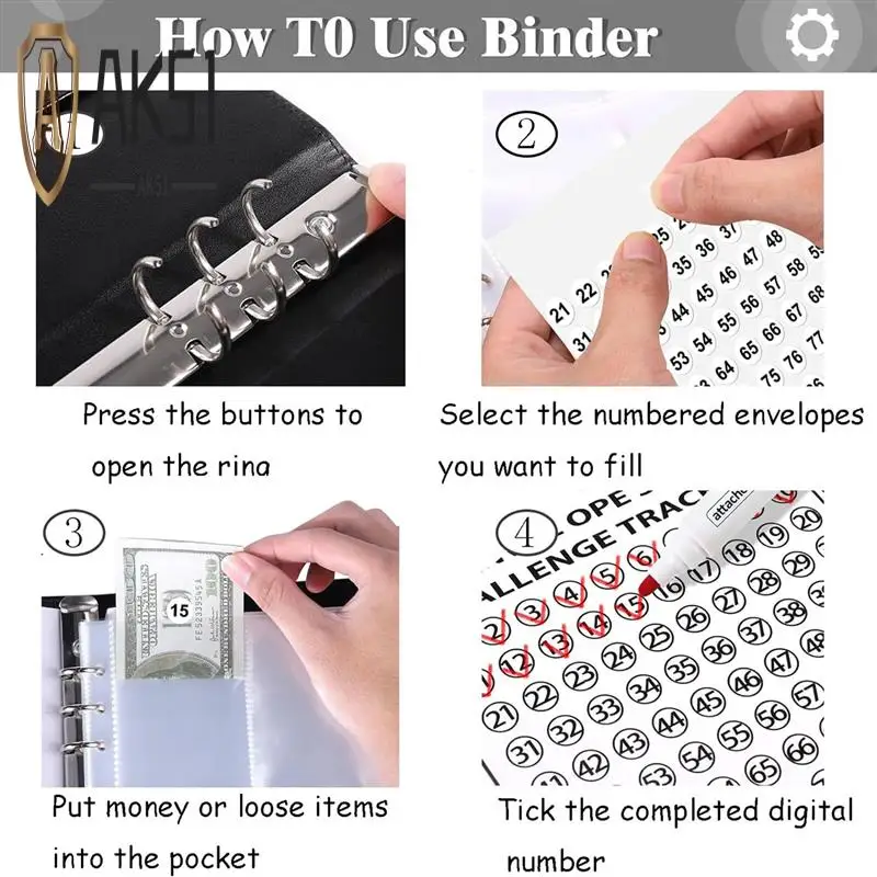 

AK51-Money Saving Binder, Envelope Savings Challenge Book, Envelope Challenge Binder, 100 Envelope Savings Challenge