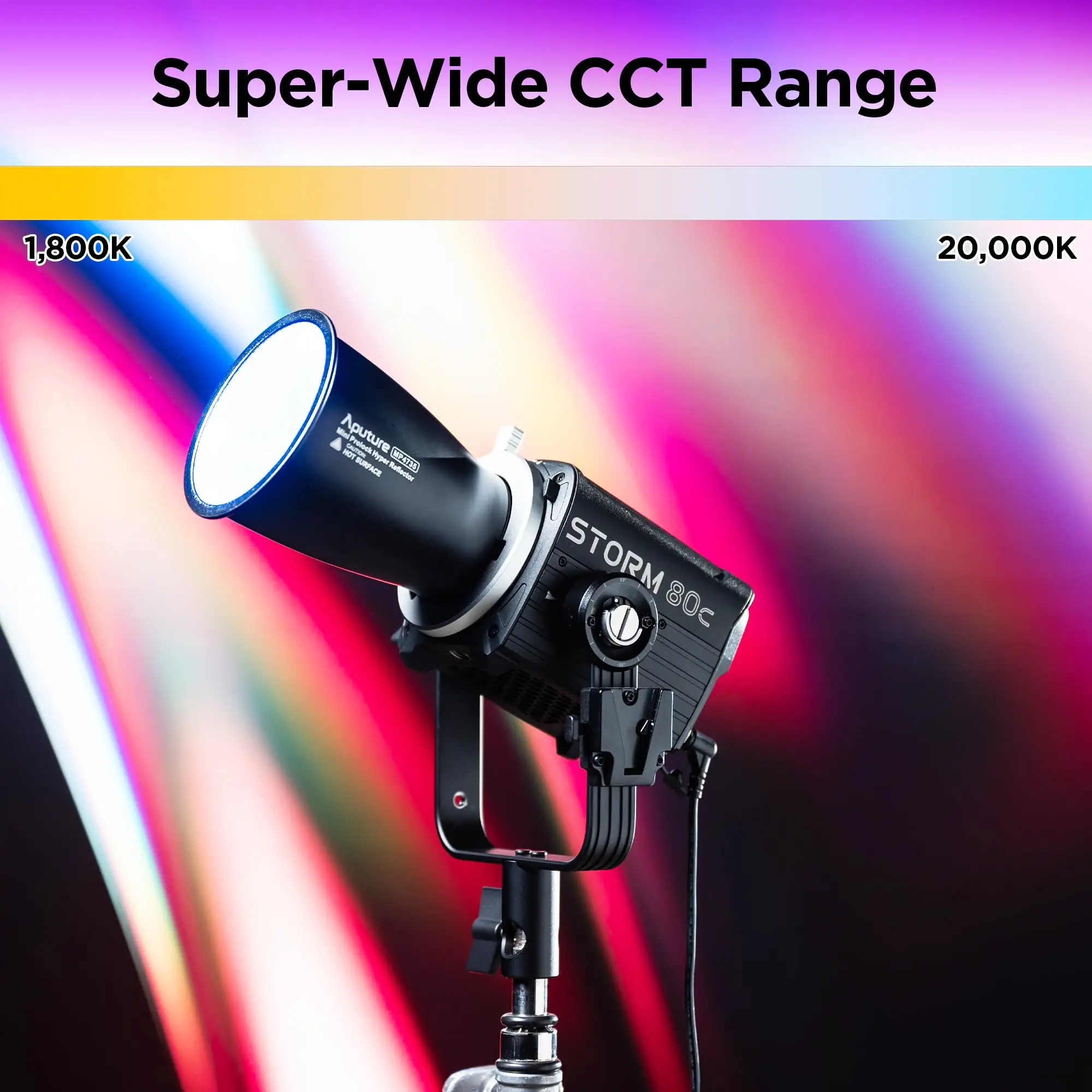 Aputure Storm 80c RGB LED Video Light 80W Full-Color Point Source Photographt Light 1800K-20000K Weatherproof for Outdoor Shoot