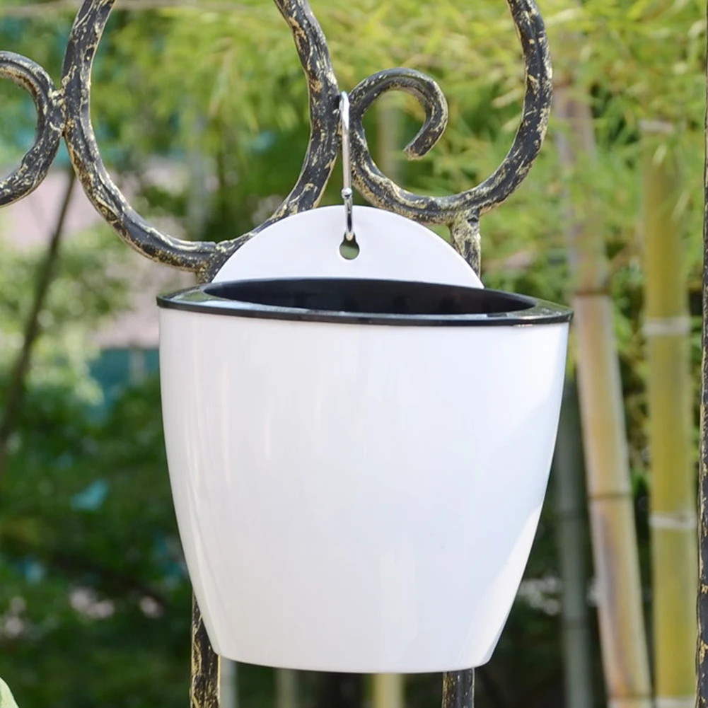 Vasi da giardinaggio Vaso da fiori portatile in resina rotondo auto irrigazione trasparente bianco cortile giardino casa cesto per piantare