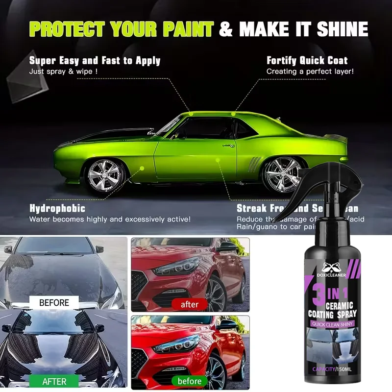 3-in-1 Nano Coating Spray for Cars - High-quality Scratch-resistant Formula, High-gloss Effect, Suitable for All Car Paint Types