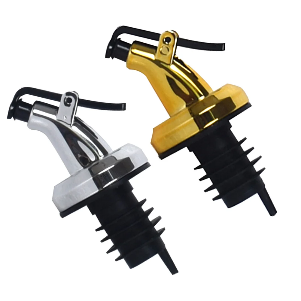 

4pcs Press Type Oil Bottle Nozzle Electroplated Pourer For Olive Oil Vinegar Wine Bar Accessories Golden