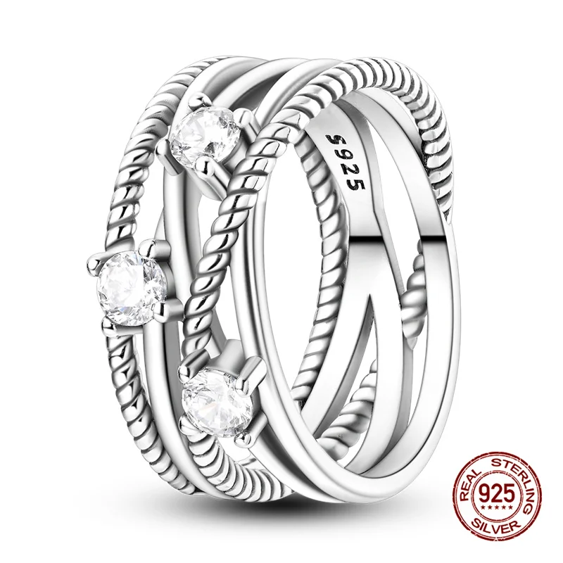 Women's 925 Sterling Silver Stackable Infinite Zircon Ring