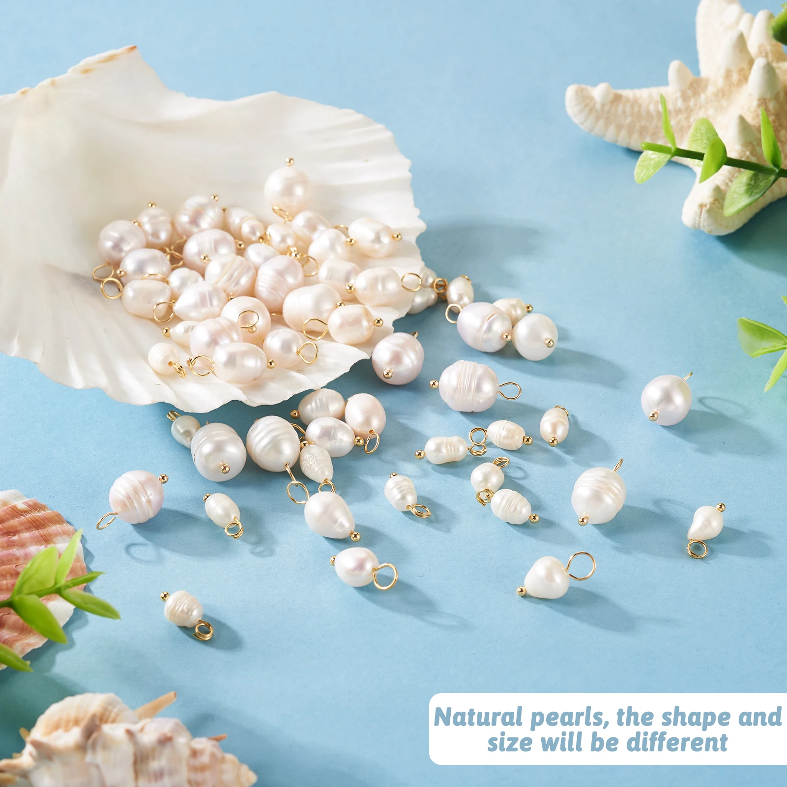 100pcs Irregular Natural Cultured Freshwater Pearl Beads Connector Charms Double Loop For Jewelry Making DIY  Necklaces Earring