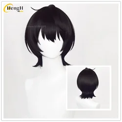 Syntetyczne Anime Sakuma Ritsu peruka do Cosplay krótkie 32cm czarne Cosplay peruki Anime odporne na ciepło włosy Halloween peruki + czapka z peruką