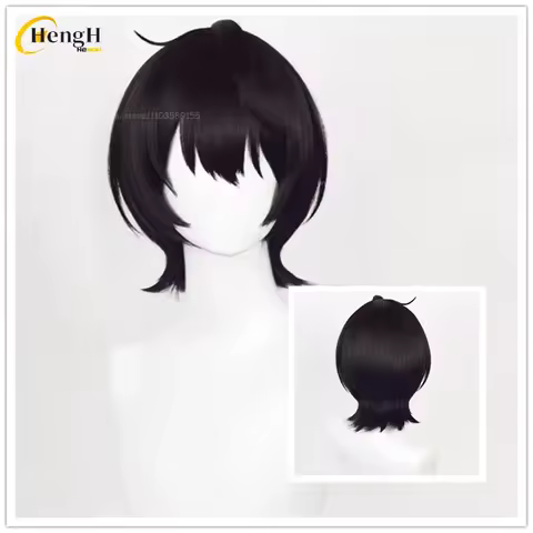 In Stock Synthetic Anime Sakuma Ritsu Cosplay Wig Short 32cm Black Cosplay Anime Wig Heat Resistant Hair Halloween Wigs +Wig Cap