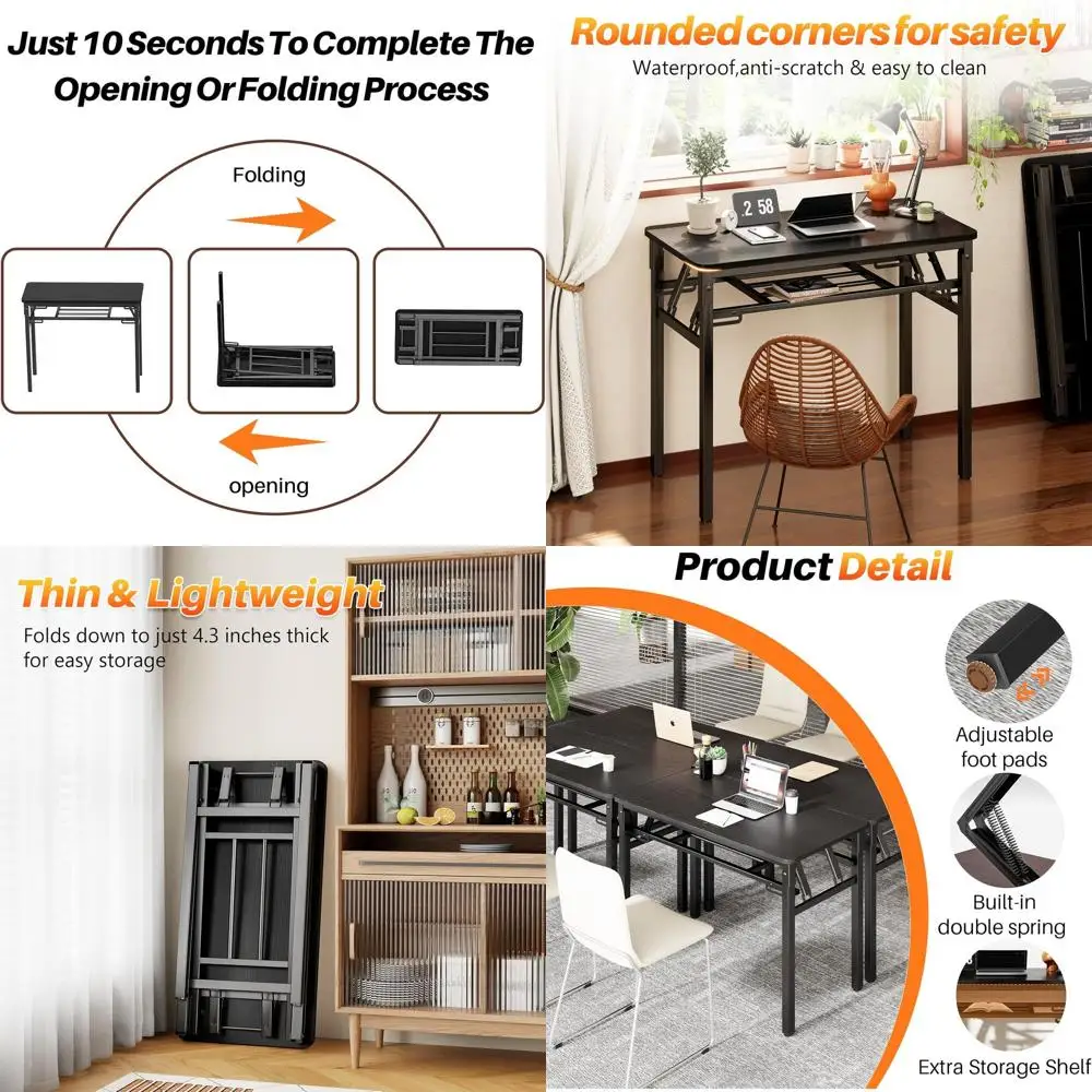 

Регулируемый стол для ноутбука 39 дюймов, долговечный офисный стол, портативная большая рабочая станция, не требует сборки (черный)