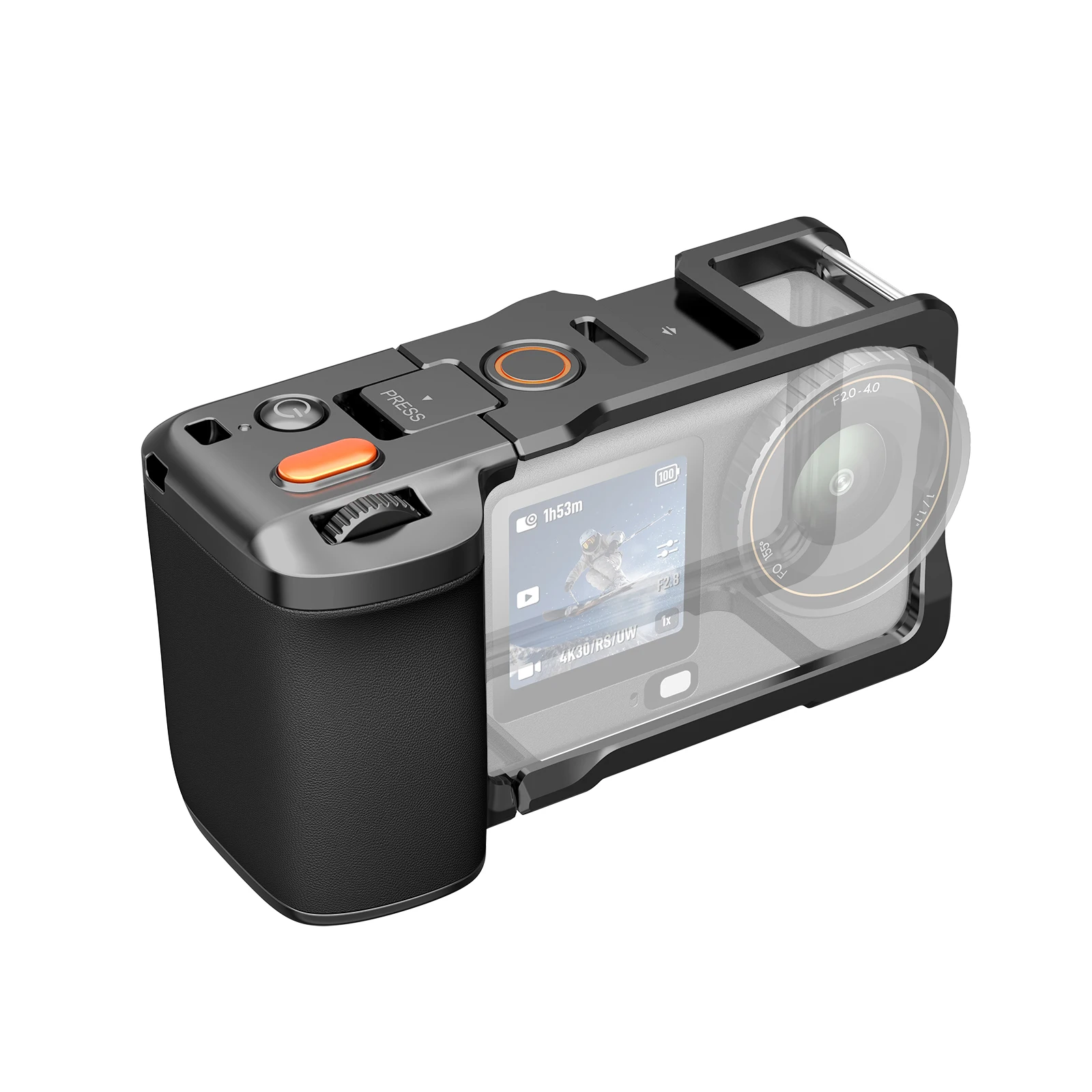 TELESIN Hilfshandgriff ZOOM Abnehmbares Fernbedienungs-Kit-Set für DJI OSMO Action6 Rabbit Cage Schnellverschluss-Schutzhülle