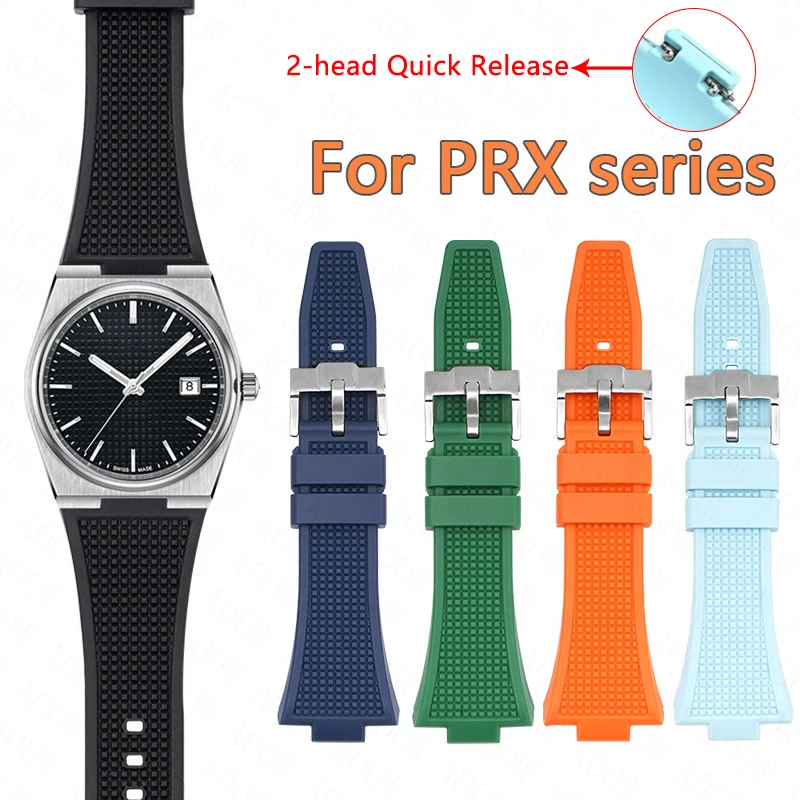For Tissot PRX T137.407/T137.410 Quick Release Silicone Strap Super Player 40mm Men Convex Rubber Watch Band Bracelet 12mm