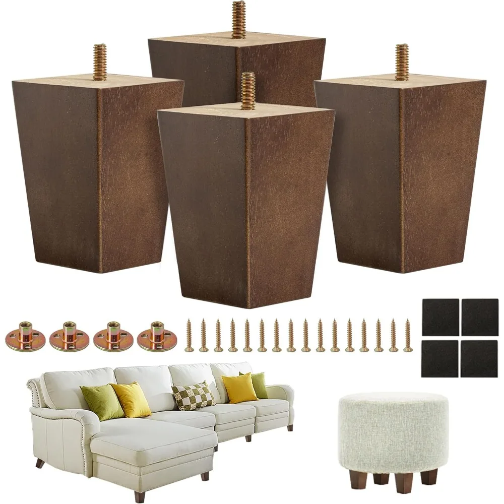 

4-дюймовые деревянные ножки для мебели — набор из 4 сменных ножек из массива дерева для дивана, дивана, пуфика, стула, шкафа, подставки для телевизора, гардероба