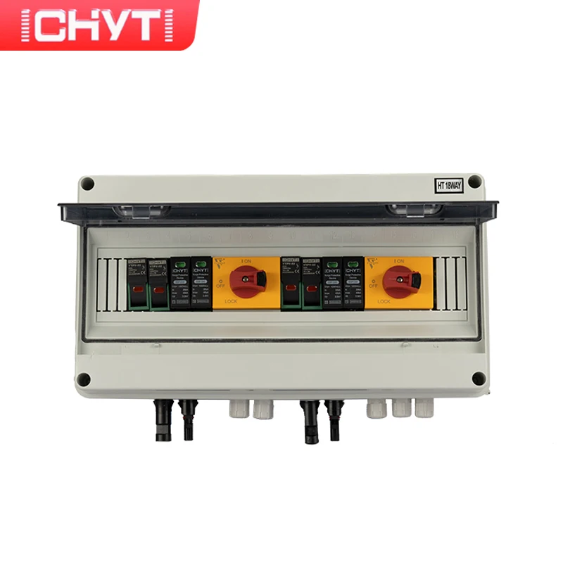 CHYT 2-in-2-out HT18way 1000V Outdoor Waterproof 1 String IP65 PV Solar Surge Lightning Protection DC Combiner Box