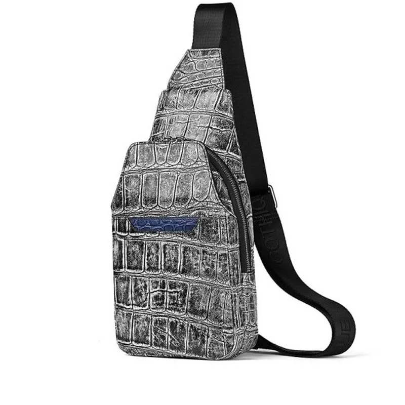 

getejd crocodile men chest bag men popular fashion trend one shoulder large capacity casual cross-body men