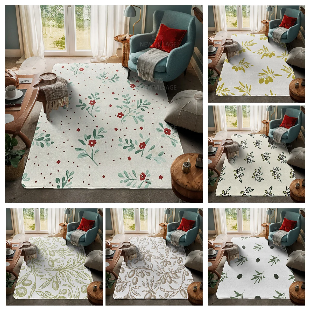 House entrance carpet Home door mat Room Bath Foot bathroom non-slip Kitchen water absorption rugs Modern Nordic plant fruit