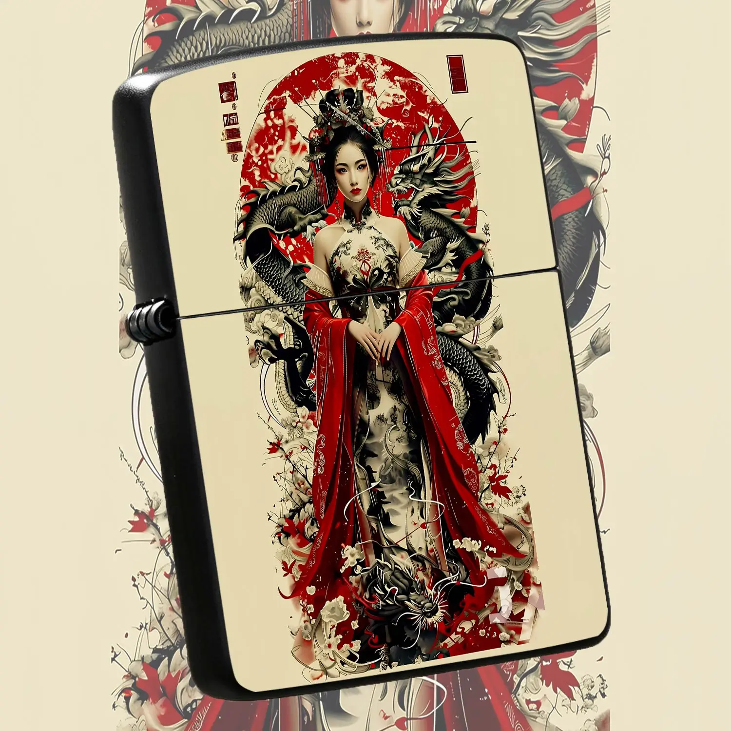 Style Dragon Goddess Pattern Lighter, Exquisite Oriental Aesthetic Red Art Design Portable Accessory, All-Scene Daily Use Decorative Item, Ideal For Festival Gifting Personal Collection, Unique Chic Souvenir For Home Ca A Humorous And Inter