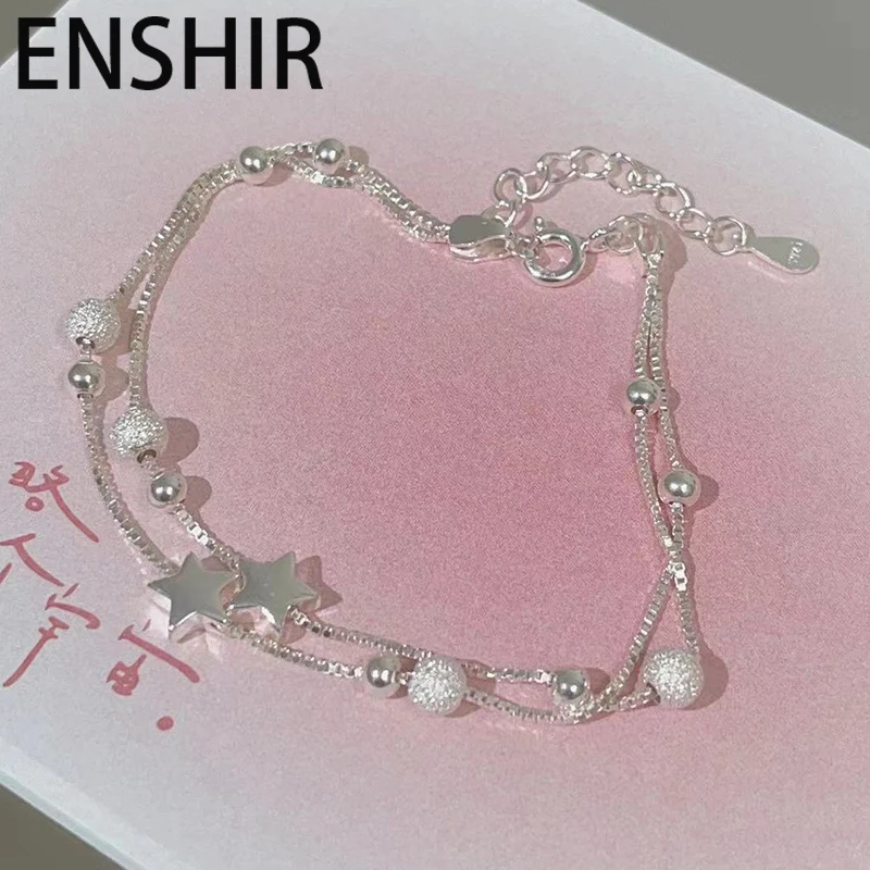 ENSHIR двухслойный браслет со звездами для женщин, простой сладкий корейский модный ювелирный браслет, подарки на каждый день, оптовая продажа ENSHIR двухслойный браслет со звездами для женщин, простой сладкий корейский модный ювелирный браслет, подарки на каждый день, оптовая продажа