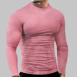 Compression Shirt Men Running Training Long Sleeve T-shirt Muscle Workout Sports Wear Man Gym Slim Fit Tight Skinny Tee Tops