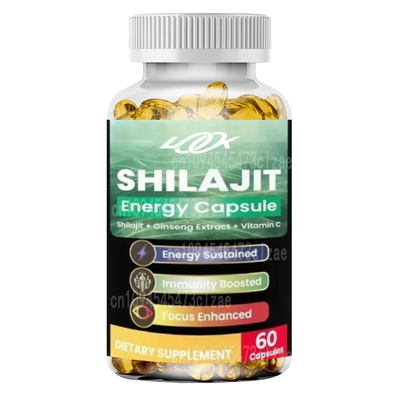 Shilajit Capsules Contain Natural Humic Acid and 85+minerals, Taurine, Vitamins - Energy, Immunity, and Energy Health Support