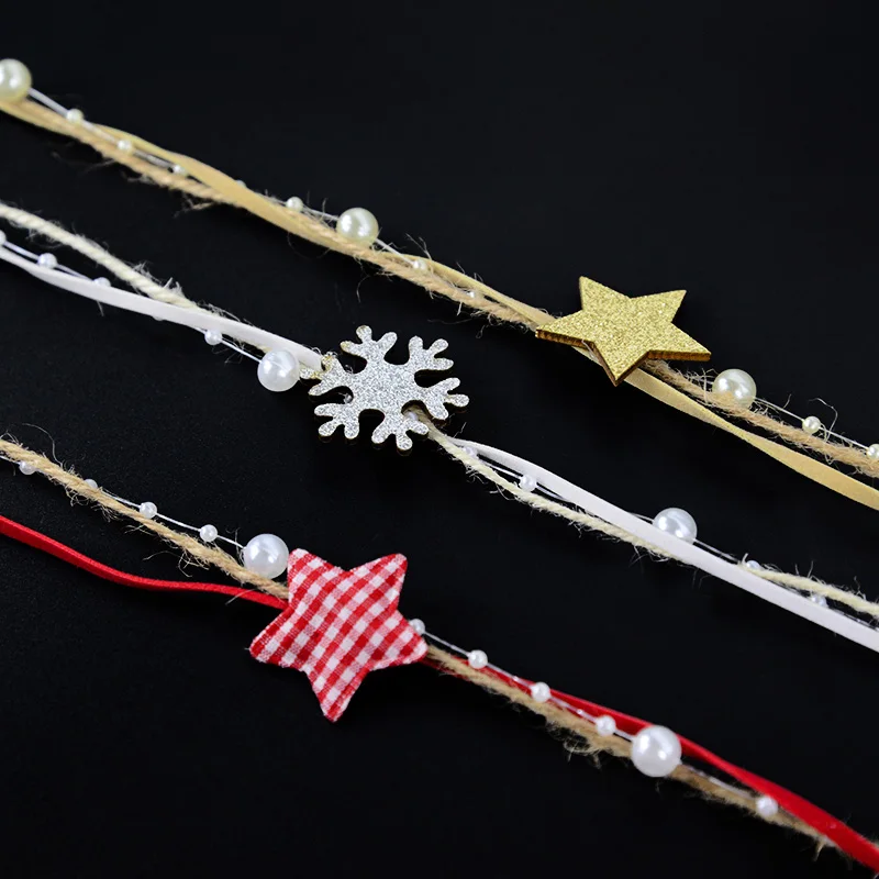 1/2M Christmas Ribbon Decoration Star Bead Chain Ribbon Xmas Tree Ornament DIY Christmas Gift Box Packaging 2026 New Year Natal image 6
