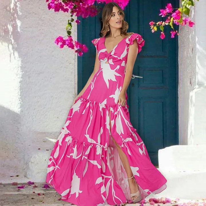 

2025 сексуальный купальник, новый цельный купальник с v-образным вырезом и рюшами по краям, юбка-зонтик, отпускной костюм, женский купальный костюм