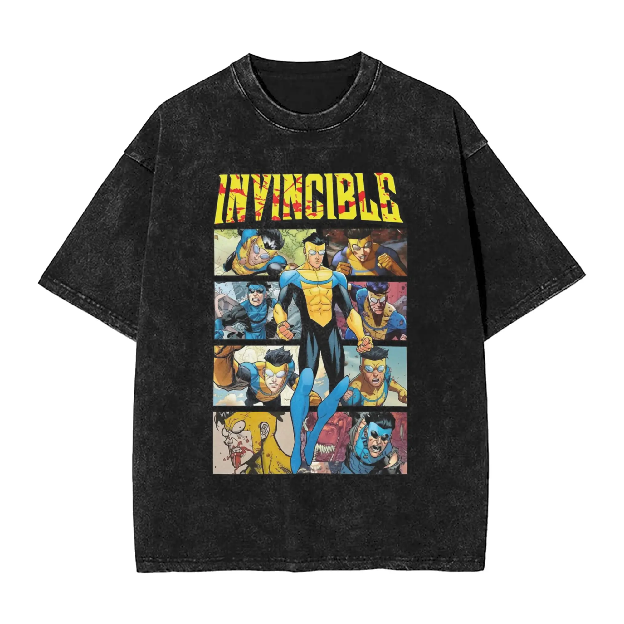 Novelty TV Series Anime Invincible Mark Grayson T-Shirts for Men Round Neck Cotton Washed T Shirt  Short Sleeve Tees Unique Tops