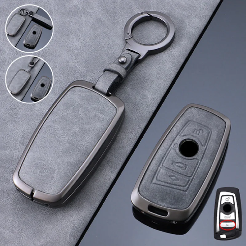 

A+ Alloy Leather Car Key Case Cover For BMW 1 2 3 4 5 M2 M3 M4 M5 M6 X3 X4 X5 X6