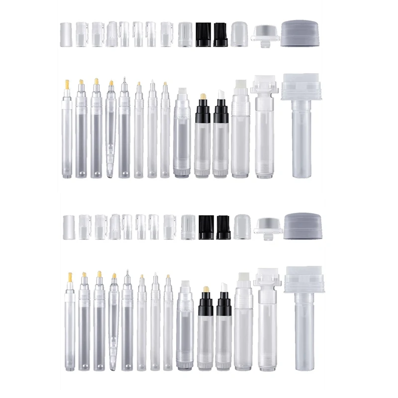 

Set Of 28 Fillable Blank Paint Touch Up Pen Markers Refillable Paint Pen Clear Empty Markers Empty Paint Tube