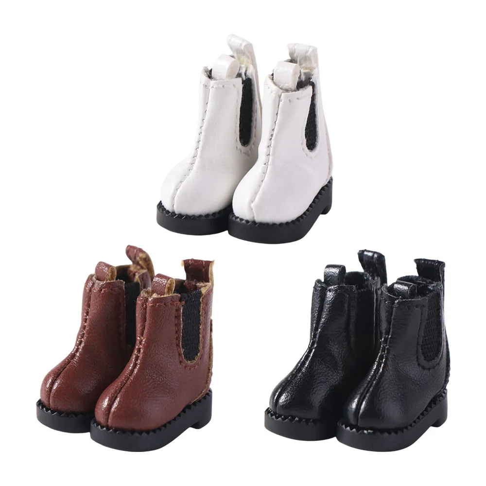 1pair Pretend Play Ob11 High Top Shoes Casual Shoes Cute Outfit Leather Shoes Boots Black Brown Handmade Obitsu 11 Shoes