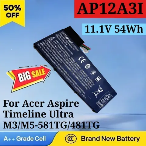 New AP12A3I 11.1V 54Wh 4850mAh Battery for Acer Aspire Timeline Ultra M3-580G M5-581G M3-581TG 481G MA50 W700 AP12A4I AP12A31