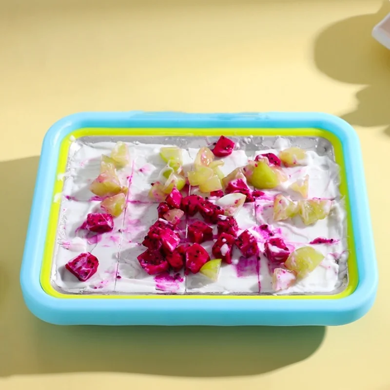 Самодельная машина для жареного льда. Машина для жареного йогурта своими руками. Бесплатная заглушка. Лоток для жареного льда. Лоток для замороженного йогурта с 2 маленькими лопаточками.