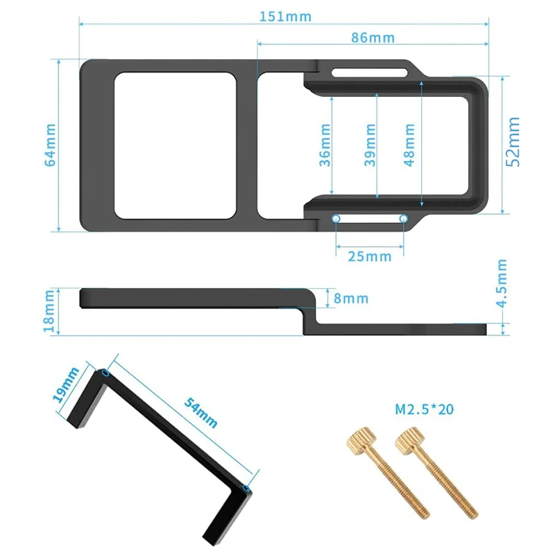 Stabilizzatore per stecca di conversione cardanica per fotocamera per GoPro Hero 12 11 10 9 8 7 6 5 4 3 SJCAM AKASO DJI Osmo Action Camera accessori