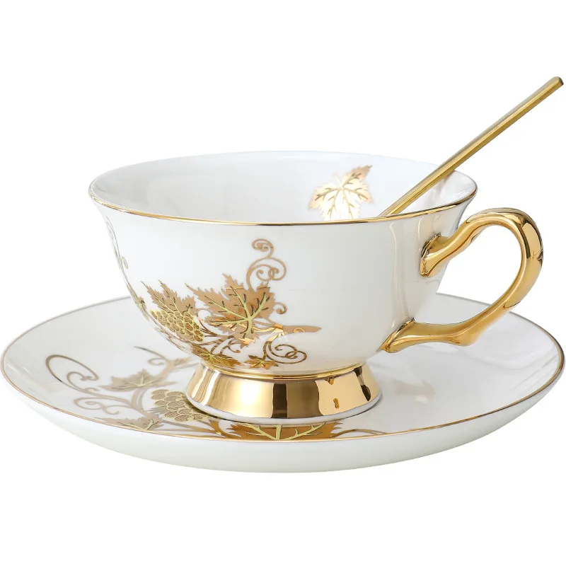 Coffee cup small exquisite set ceramic British afternoon tea cup bone china flower tea cup European cup saucer high value
