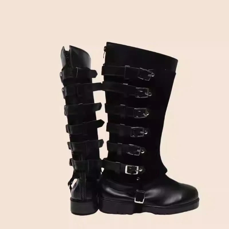 

Vergil Cosplay Shoes Black PU Leather Shoes Halloween Carnival Boots Cosplay Prop Cosplay Boots