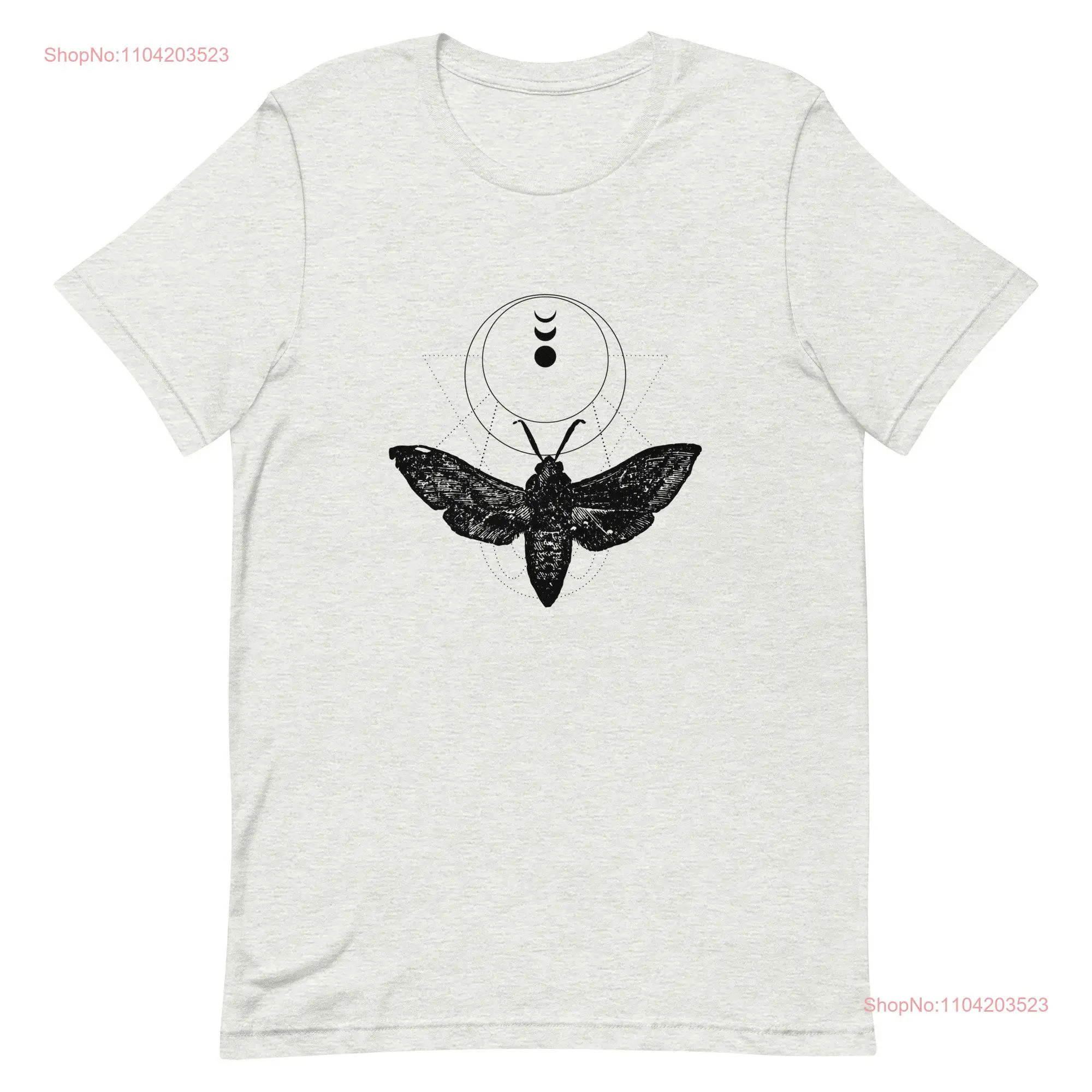 Moth T Shirt In White Ash Crescent Moon Insect Clothing  Workout long or short sleeves