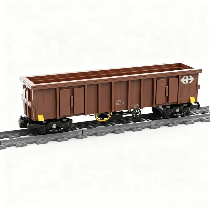 482PCS MOC City 4 Axles Open High Sided Wagon Cargo Train Car Model DIY Technology Display Assembly Building Blocks Gift Decor