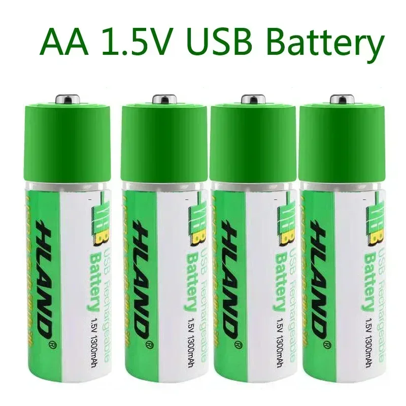 2024.Large capacity 1.5V AA 1300mAh USB rechargeable lithium ion battery for remote control wireless mouse + cable